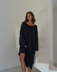 ANGEL DRESS - BLACK Open-Back Knit