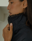POPLIN - BLACK Lace Trim Shirt