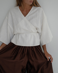 ROMY - WHITE Wrap Ramie Top