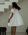 ONNI MINI - WHITE Scalloped Ramie Dress