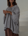 Pre-Order JOSIE - Linen Gingham Voluminous Blouse