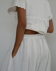 MARLO PLEAT - WHITE Ramie Pant