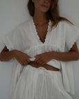 ONDINE - WHITE Scalloped Ramie Blouse