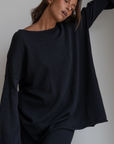 ANGEL SWEATER - BLACK Open-Back Knit