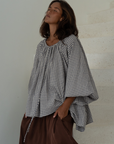 Pre-Order JOSIE - Linen Gingham Voluminous Blouse