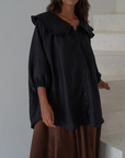 LILIANNE - BLACK Linen Blouse