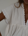 ONDINE - WHITE Scalloped Ramie Blouse