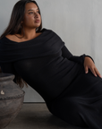 JOLIE - BLACK Cowl Neckline Dress