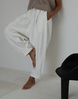 MARLO PLEAT - WHITE Ramie Pant
