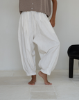 MARLO PLEAT - WHITE Ramie Pant