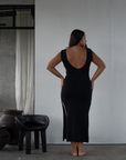 THEA - BLACK Scoop Back Knit Dress