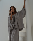 Pre-Order JOSIE - Linen Gingham Voluminous Blouse