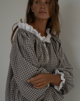 ESME - WISTERIA Gingham & Lace Blouse