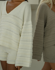 ALMA - CREAM Textured Knit Sweater