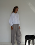 ESME - WHITE Linen & Lace Blouse