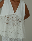 VALERIE - WHITE Broderie & Ramie Top
