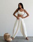 ELKE - CREAM Knit Volume Pant