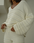 ALMA - CREAM Textured Knit Sweater