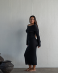 JOLIE - BLACK Cowl Neckline Dress