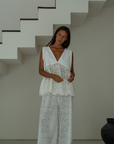 VALERIE - WHITE Broderie & Ramie Top