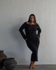 JOLIE - BLACK Cowl Neckline Dress