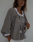 ESME - WISTERIA Gingham & Lace Blouse