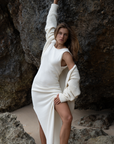 THEA - CREAM Scoop Back Knit Dress