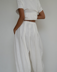 MARLO PLEAT - WHITE Ramie Pant
