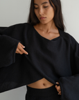 OPHELIA - Black Knit Cross Sweater