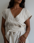 AD Short Sleeve - NATURAL Linen Jumpsuit