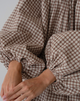 JOSIE - CINNAMON Linen Gingham Voluminous Blouse