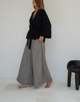 YOLLIE - BLACK Linen Gingham Voluminous Pant