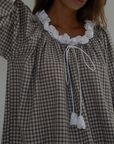 ESME - WISTERIA Gingham & Lace Blouse