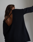 ANGEL SWEATER - BLACK Open-Back Knit