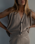 ARTHUR -  FAWN Buttoned Knit Vest