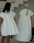 ONNI MIDI - WHITE Scalloped Ramie Dress