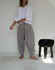 MARLO PLEAT - WISTERIA GINGHAM Linen Pant