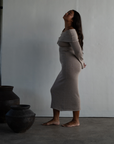 JOLIE - FAWN Cowl Neckline Dress