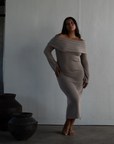 JOLIE - FAWN Cowl Neckline Dress