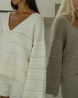 ALMA - FAWN Textured Knit Sweater