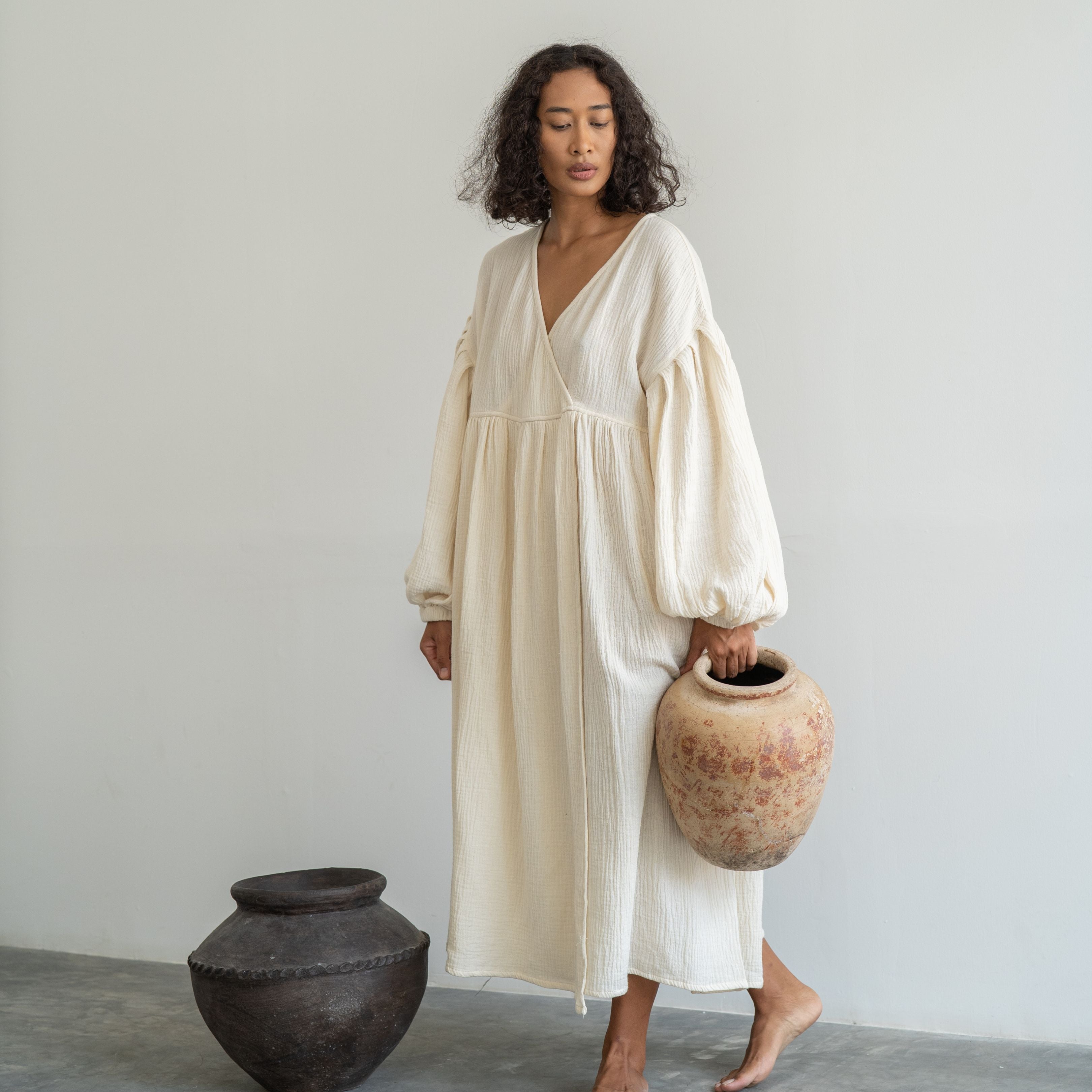 PALOMA- Oat Crinkle Dress