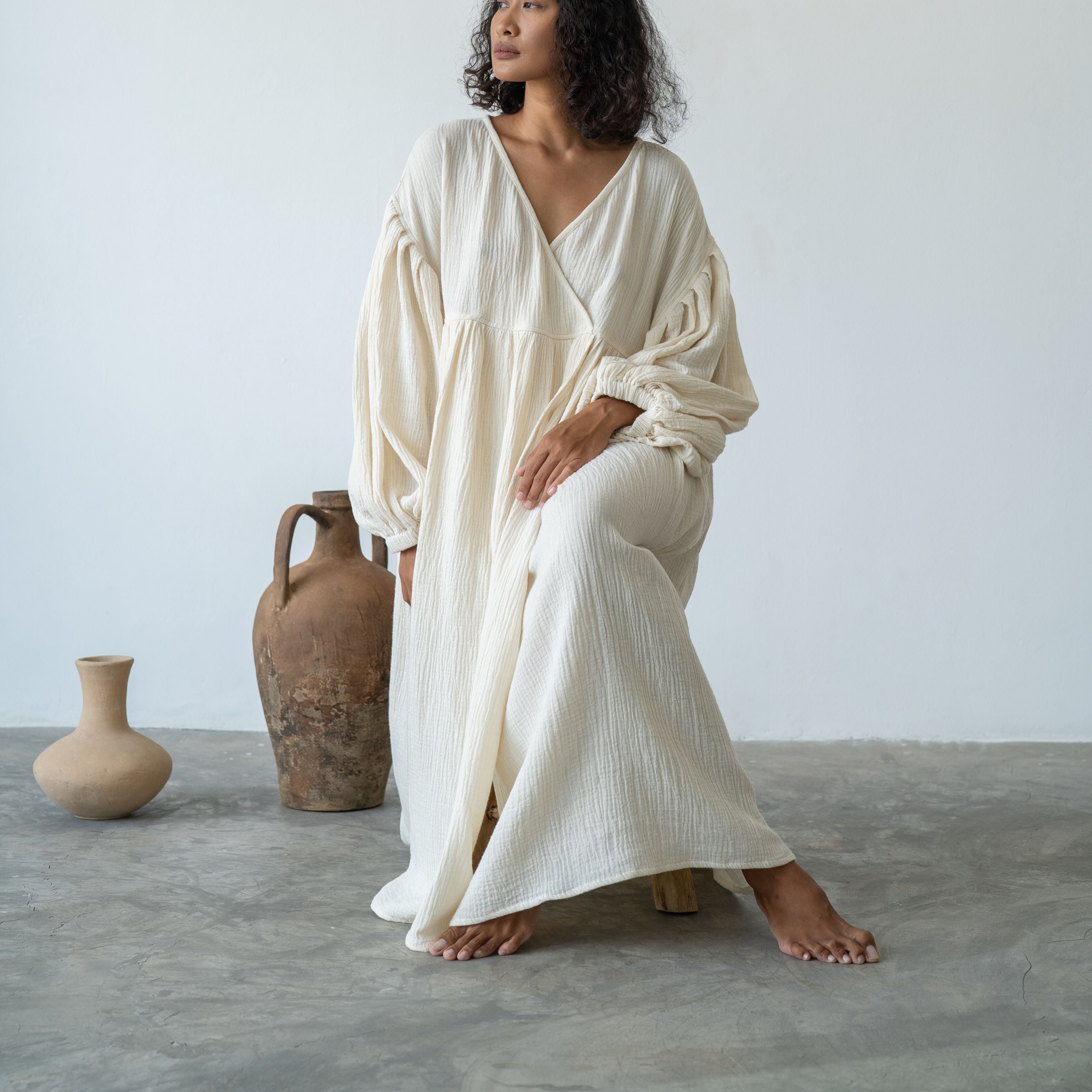 PALOMA- Oat Crinkle Dress