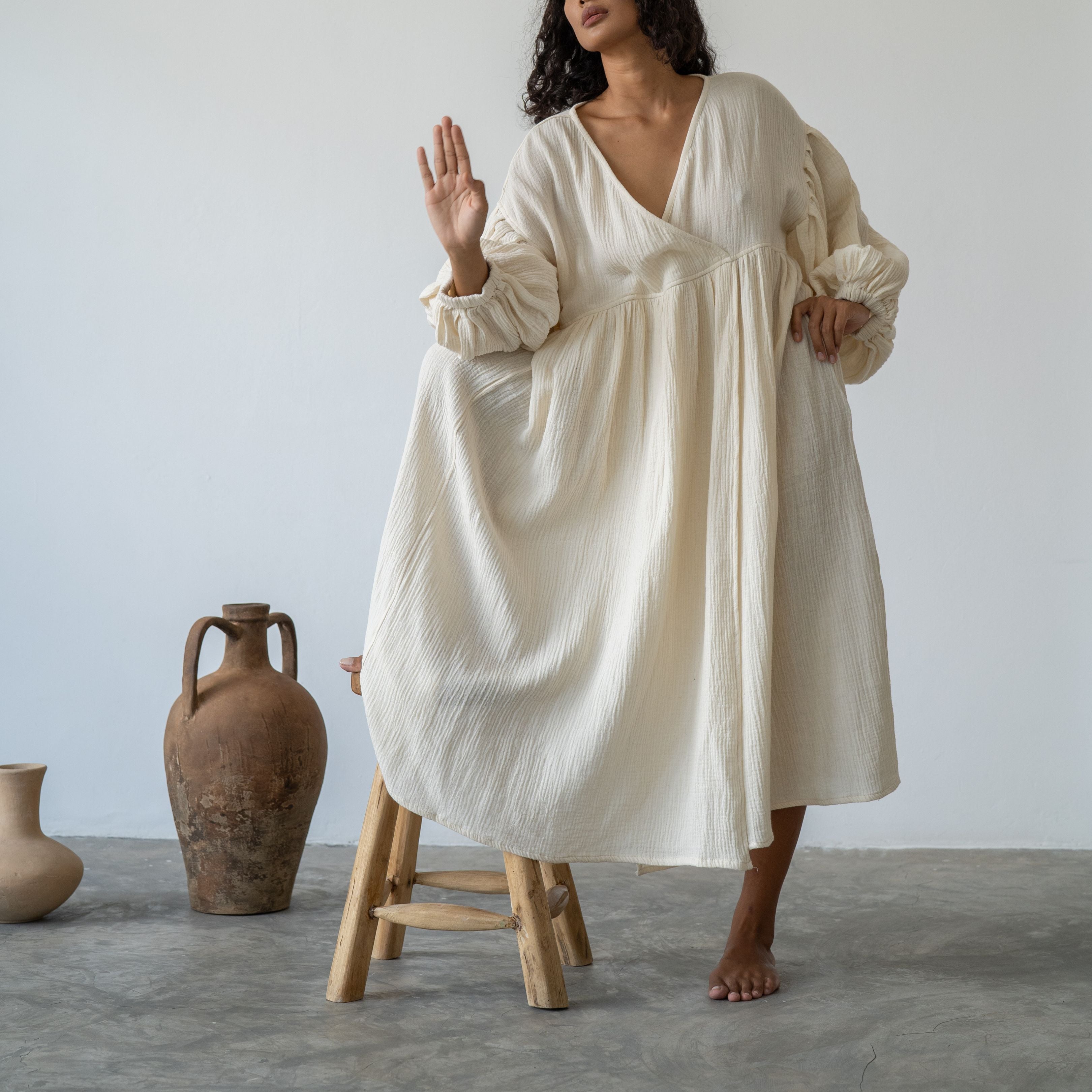 PALOMA- Oat Crinkle Dress