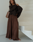 PRE-ORDER CLIVE - BURGUNDY SILK Voluminous Pant