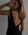 THEA - BLACK Scoop Back Knit Dress