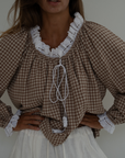 ESME - CINNAMON Gingham & Lace Blouse
