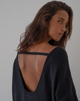 ANGEL DRESS - BLACK Open-Back Knit