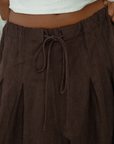 MARLO PLEAT - CHOCOLATE Ramie Pant