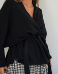 MARK - BLACK Knit Wrap Cardigan