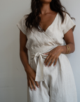 AD Short Sleeve - NATURAL Linen Jumpsuit